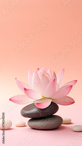 Lotus flower and stone  symbolizing spa advertising