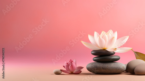 Lotus flower and stone  symbolizing spa advertising