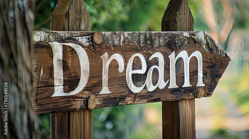 Vintage Rustic "Dream" Sign in Elegant Cursive Script