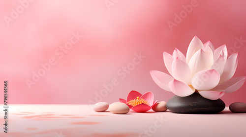 Lotus flower and stone, symbolizing spa advertising