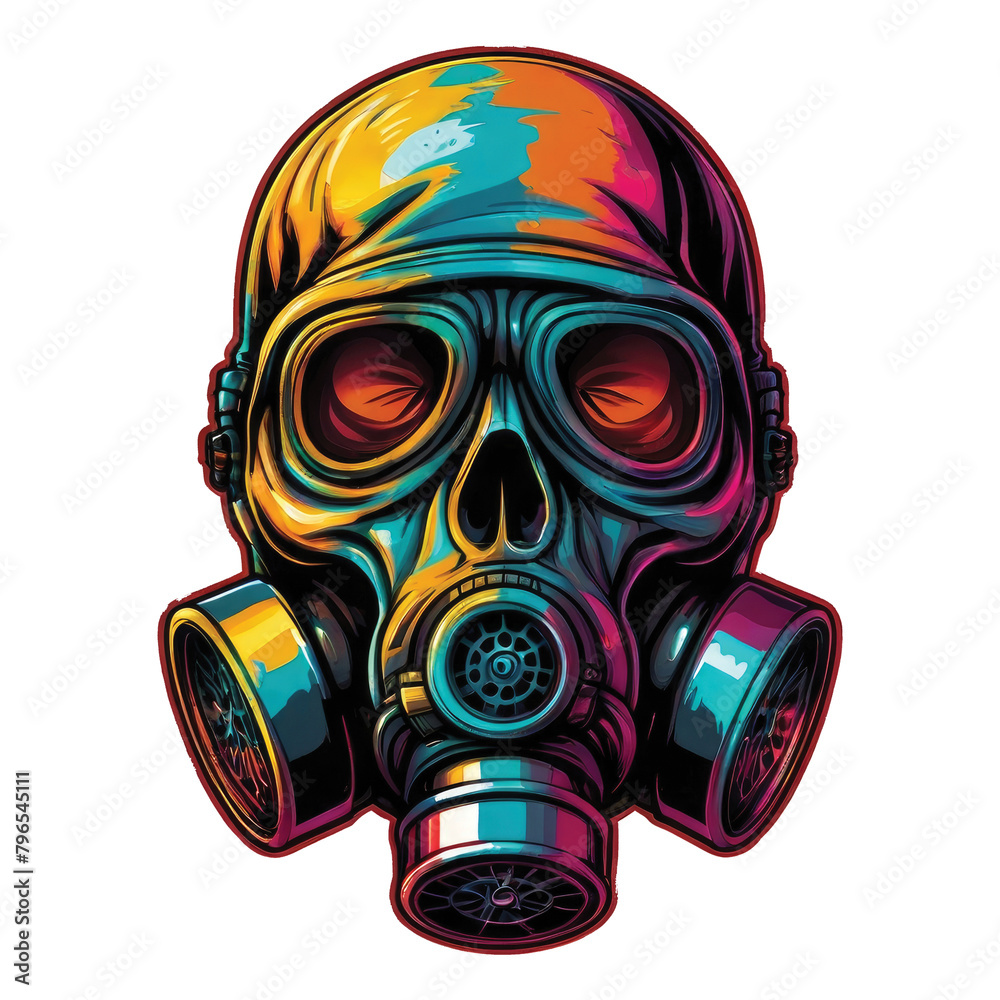 illustration of skull and gas mask illustration of skull and gas mask