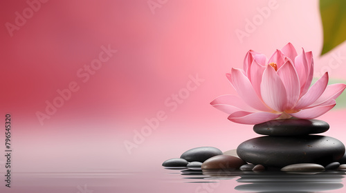 Lotus flower and stone  symbolizing spa advertising