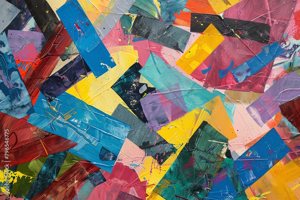 Fototapeta premium Craft a traditional art piece showcasing data analysis from a tilted angle using vibrant acrylic colors, adding depth and dimension to the information presented
