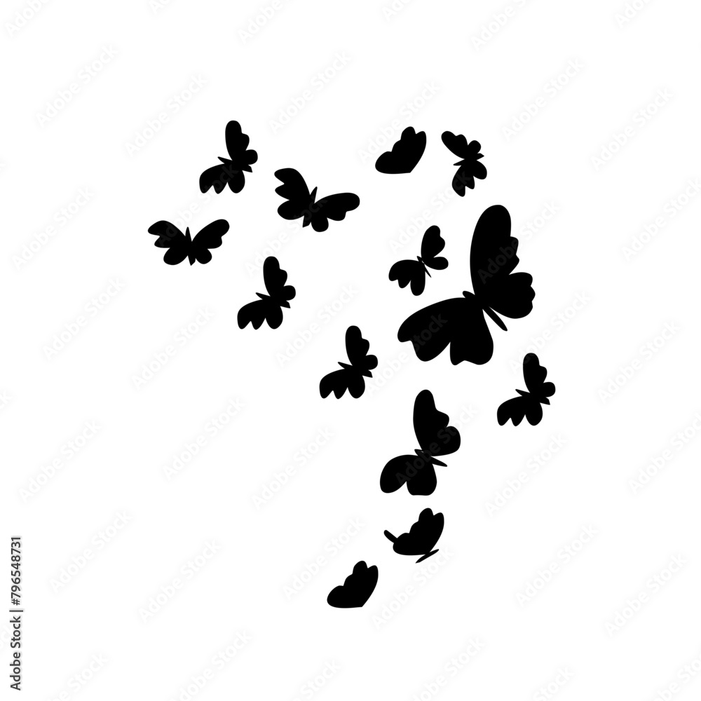 Flock of silhouette butterflies Flock of silhouette butterflies