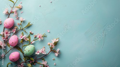 banner for Easter events with images of flowers and eggs