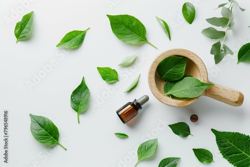 spa set with leaves and drops