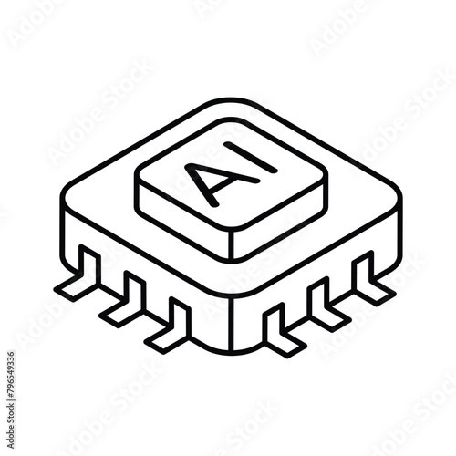 Download this isometric icon of ai processor, microprocessor vector