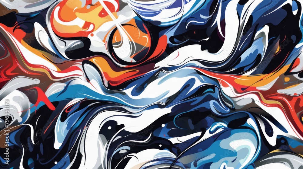 Vibrant Abstract Art Painting with Fluid Color Swirls