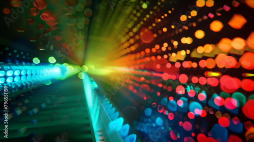 An illustration showing how Quantum Dots are able to absorb and convert blue light from a backlight source into red and green light resulting in a wider color gamut and more