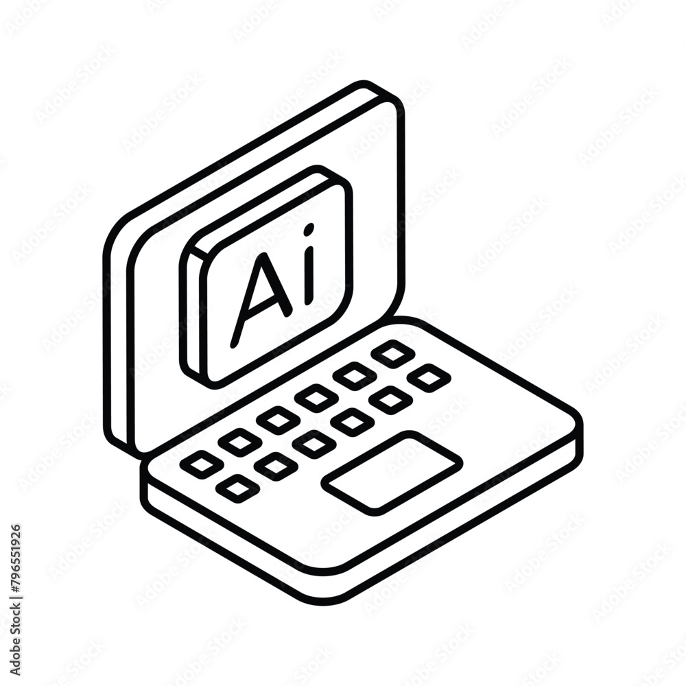 Artificial intelligence laptop isometric icon, easy to use and download Artificial intelligence laptop isometric icon, easy to use and download
