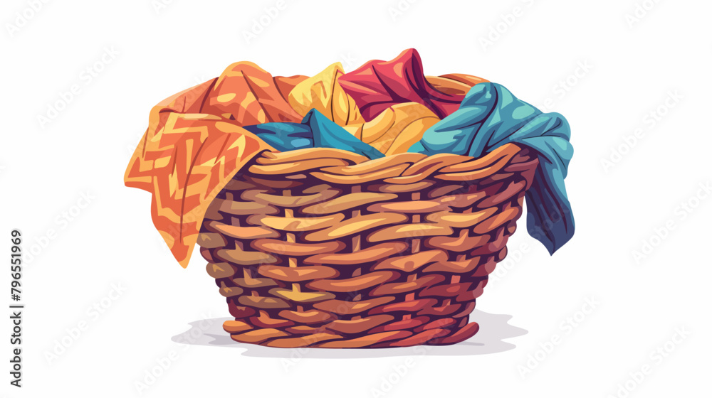 Basket with laundry on white background Vectot style