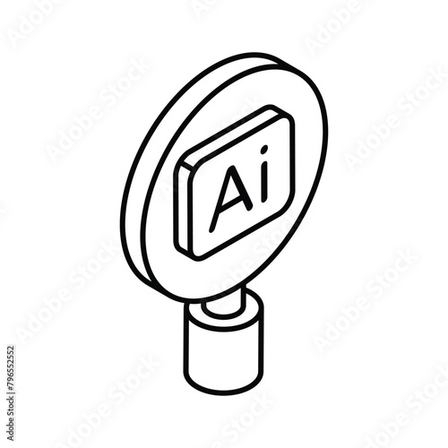 Artificial intelligence searching icon design, isometric vector