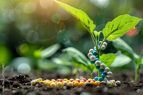 Enhancing Traits in Crops through Genetic Modification. Concept Crop Yield, Environmental Resilience, Nutritional Value, Disease Resistance, Genetic Modification photo