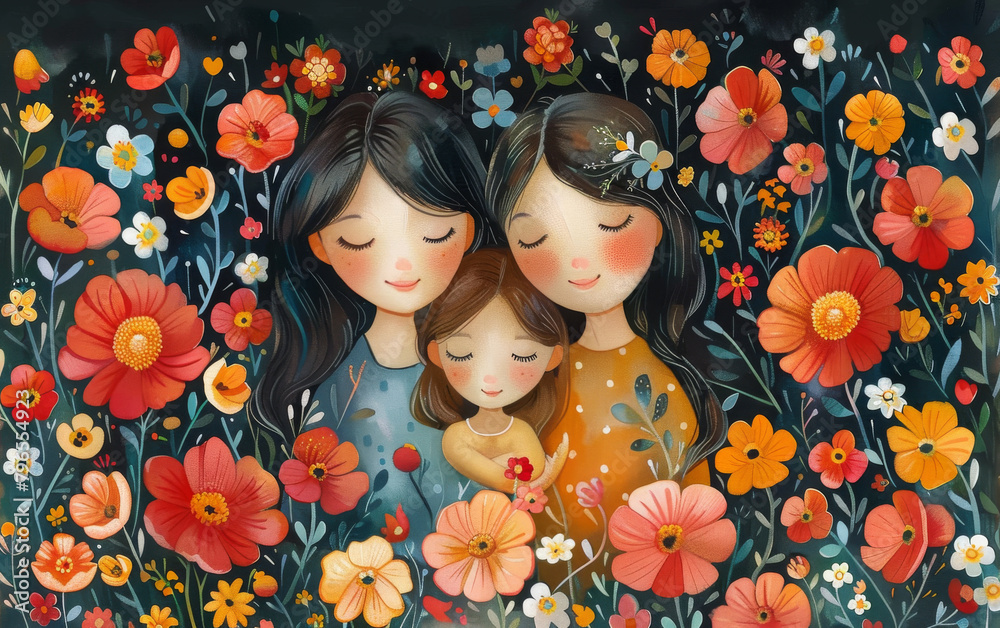 Generative ai illustration of a Happy mothers day illustration Generative ai illustration of a Happy mothers day illustration