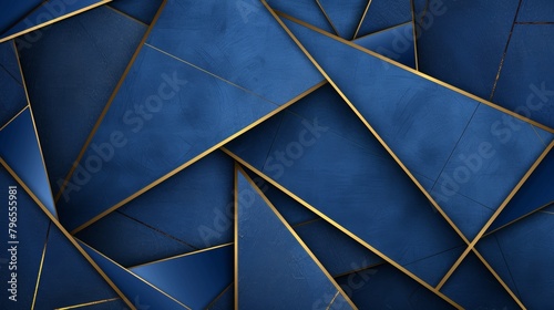 Midnight Blue Elegance: Chic Abstract with Golden Accents