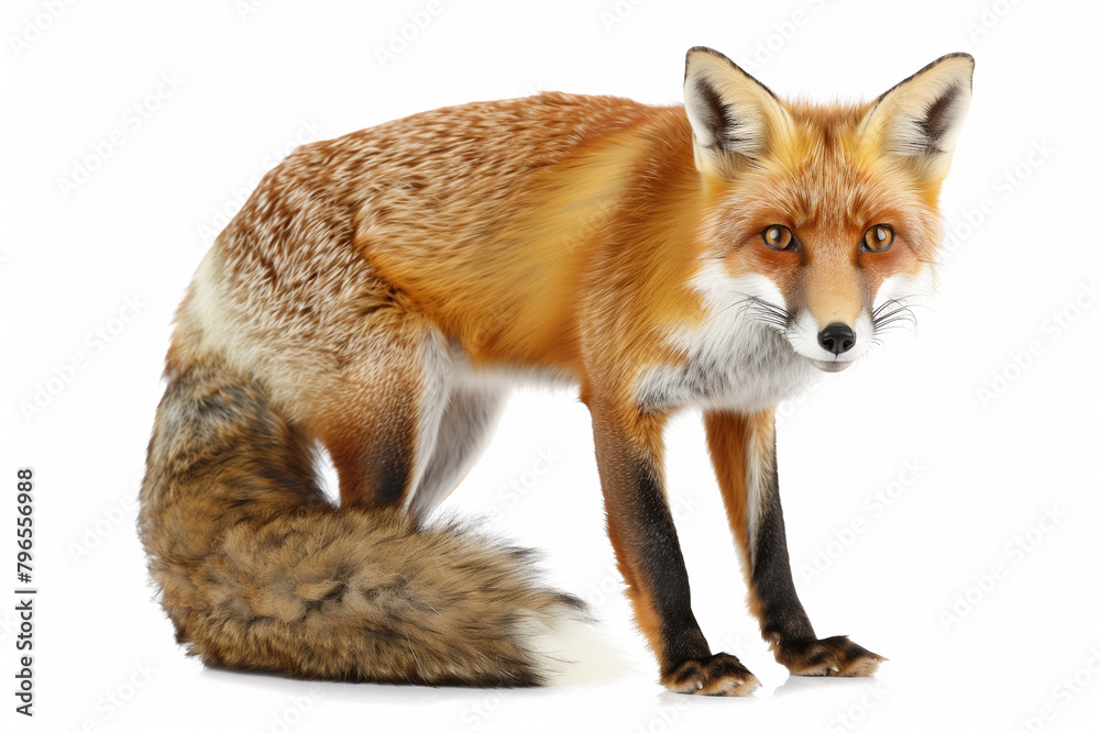 Fototapeta premium Close Up of a Fox on White Background