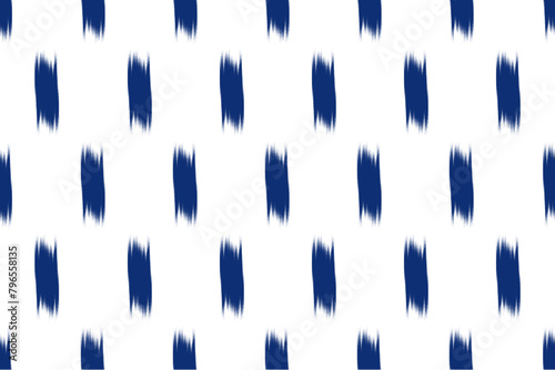 Blue and white ikat seamless pattern. Abstract background for textile design. Can be used in fabric design for clothes, textile, fabric, shirt, embroidery