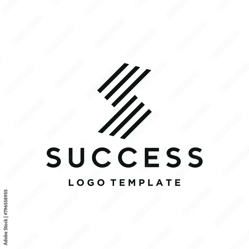 Rotating Initial Letter S with Simple Geometric Lines Shape Logo Design Rotating Initial Letter S with Simple Geometric Lines Shape Logo Design