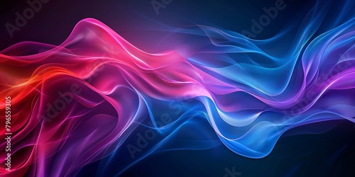 Tri panel artwork capturing the movement of dynamic curves in blue and gradient red