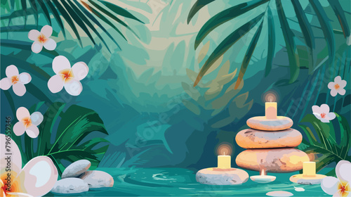 Beautiful spa composition on color background Vectot