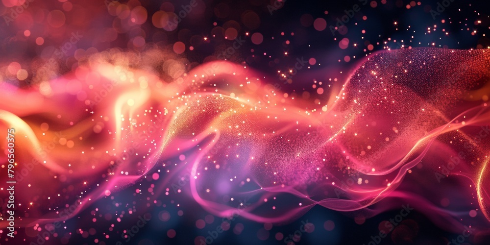 A colorful, swirling line of pink and purple sparks