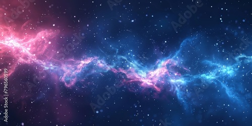 A blue and pink galaxy with many stars