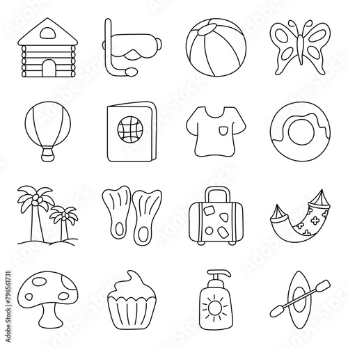 Pack Of Summer And Beach linear Icon
