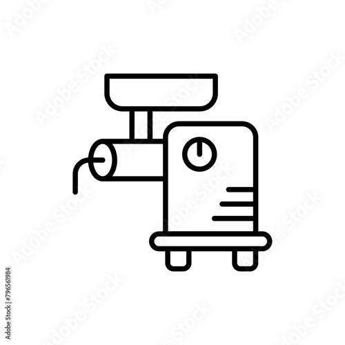 Meat grinder outline icons, minimalist vector illustration ,simple transparent graphic element .Isolated on white background