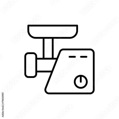 Meat grinder outline icons, minimalist vector illustration ,simple transparent graphic element .Isolated on white background