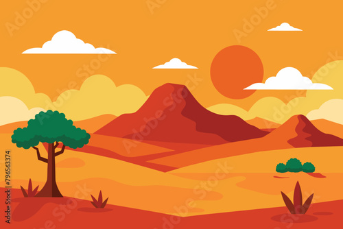 Desert landscape  Arizona or Africa nature scene vector design