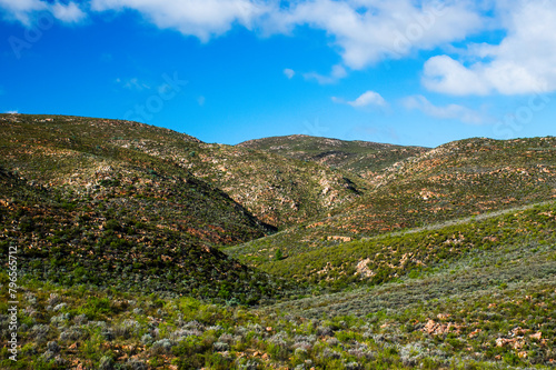 Mountain valley from Queen Street, also known as Uniondale Poort, a picturesque mountain pass which connects Uniondale with Avontuur and the Langkloof valley.