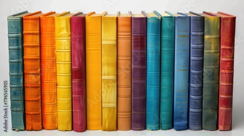 Livres colorés sur fond blanc. Colored books on a white background. photo