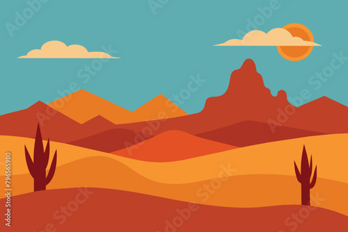 Desert landscape  Arizona or Africa nature scene vector design