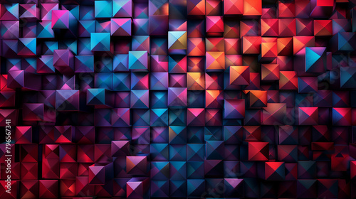 Abstract blue background with a seamless pattern of 3D cubes Colorful Geometric Triangle Mosaic Texture Art