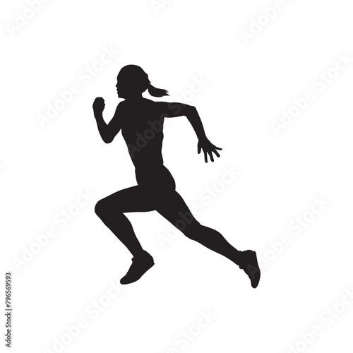 Set of silhouettes of running women. Run, runner, sport. illustration