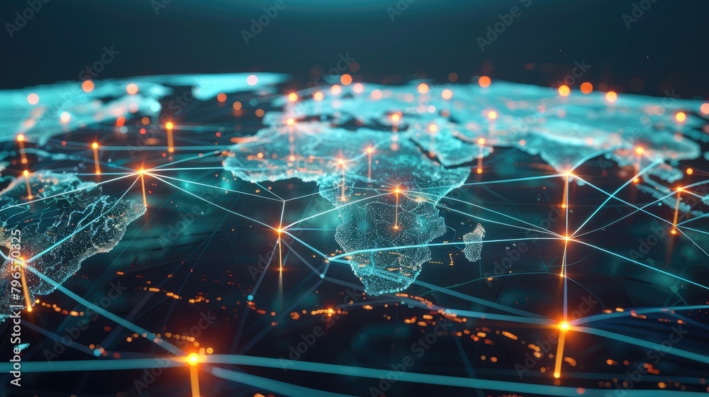 A globe with a network of lines connecting it A globe with a network of lines connecting it