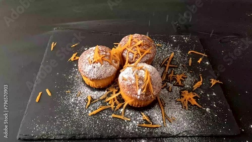 Wallpaper Mural Carrot muffins on dark background.Healthy carrot cake muffins Torontodigital.ca