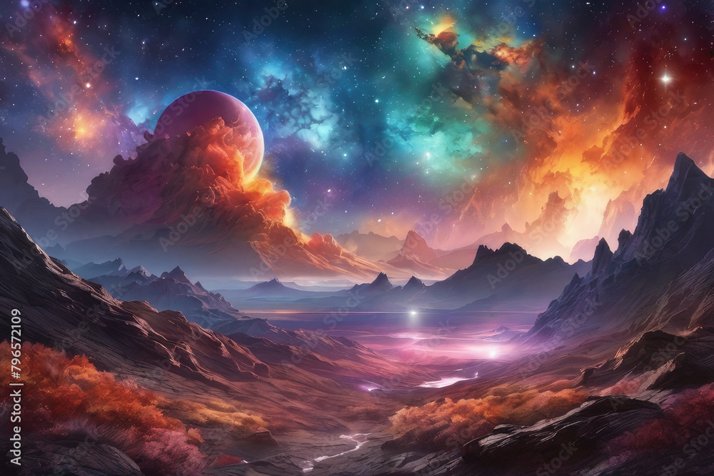 Generative Ai, AI Generated art, Beautiful view of the colorful galaxies/nebula, Colorful cosmic, Beautiful view of nebulae with star-studded stars, beautiful view of the colorful Milkyway of space Generative Ai, AI Generated art, Beautiful view of the colorful galaxies/nebula, Colorful cosmic, Beautiful view of nebulae with star-studded stars, beautiful view of the colorful Milkyway of space