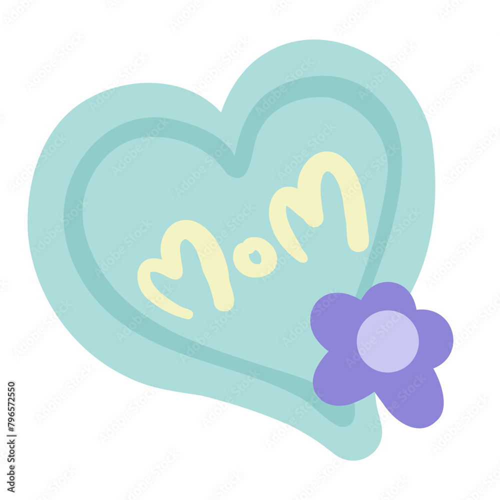 Heart with MOM text fit for cute stamp scrapbook digital journaling stickers