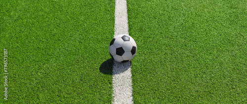  Soccer ball at the soccer field - Football in summer.