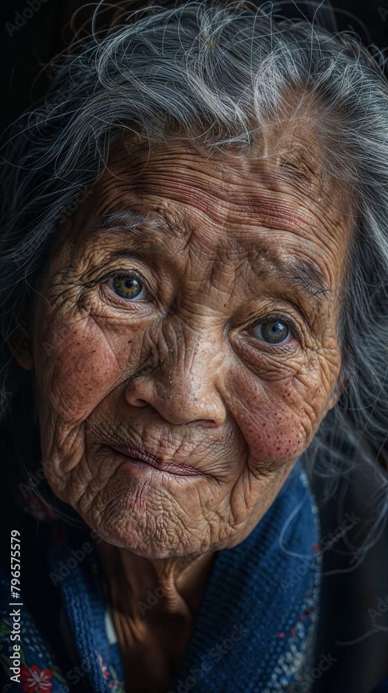 Elderly Asian Woman with a Kind Smile:Portrait of an elderly Asian woman with kind eyes and a warm, crinkled smile. Elderly Asian Woman with a Kind Smile:Portrait of an elderly Asian woman with kind eyes and a warm, crinkled smile.