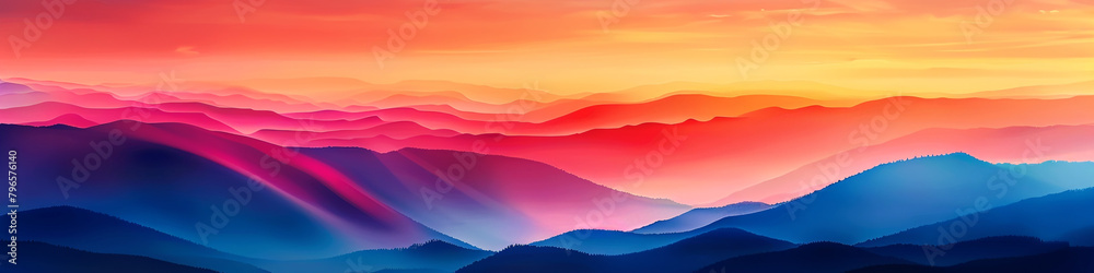 Absorb the rhythmic symphony of colors on a sunrise gradient canvas, where vibrant tones dance with deeper shades, forming a dynamic backdrop for graphic storytelling.