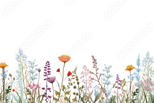 Wildflower line horizontal border backgrounds outdoors nature