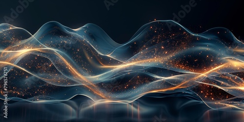 A long, wavy line of glowing, sparkly, blue and orange colors © ColdFire