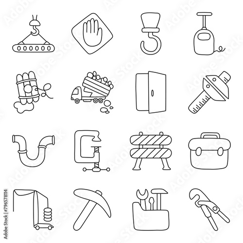 Set of Instruments Linear Icons

