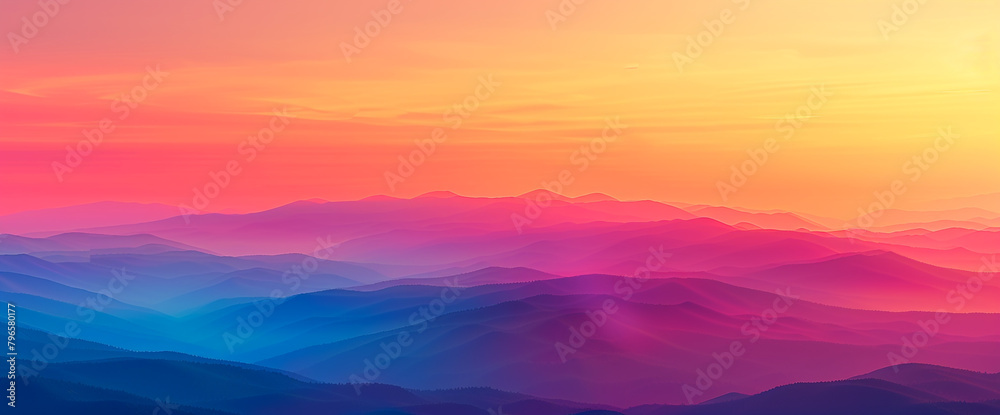 Absorb the kinetic beauty of a sunrise gradient panorama alive with vibrancy, where lively colors merge seamlessly into deeper tones, offering a dynamic space for graphic enhancement.