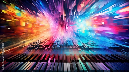 Abstract colorful paino keyboard as wallpaper background.
