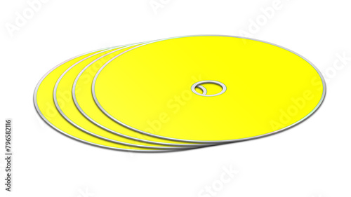 CD or DVD blank template yellow for presentation layouts and design. 3D rendering.