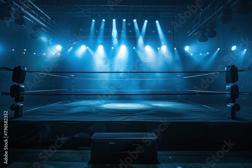 Boxing ring lighting stage blue. © Rawpixel.com