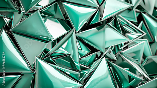 Jade   platinum triangles cascade  forming a dynamic design with movement.